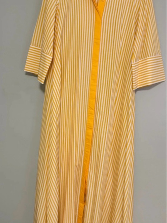 Fore Dresses & Skirts - Yellow Striped Maxi Shirt Dress with Button Placket